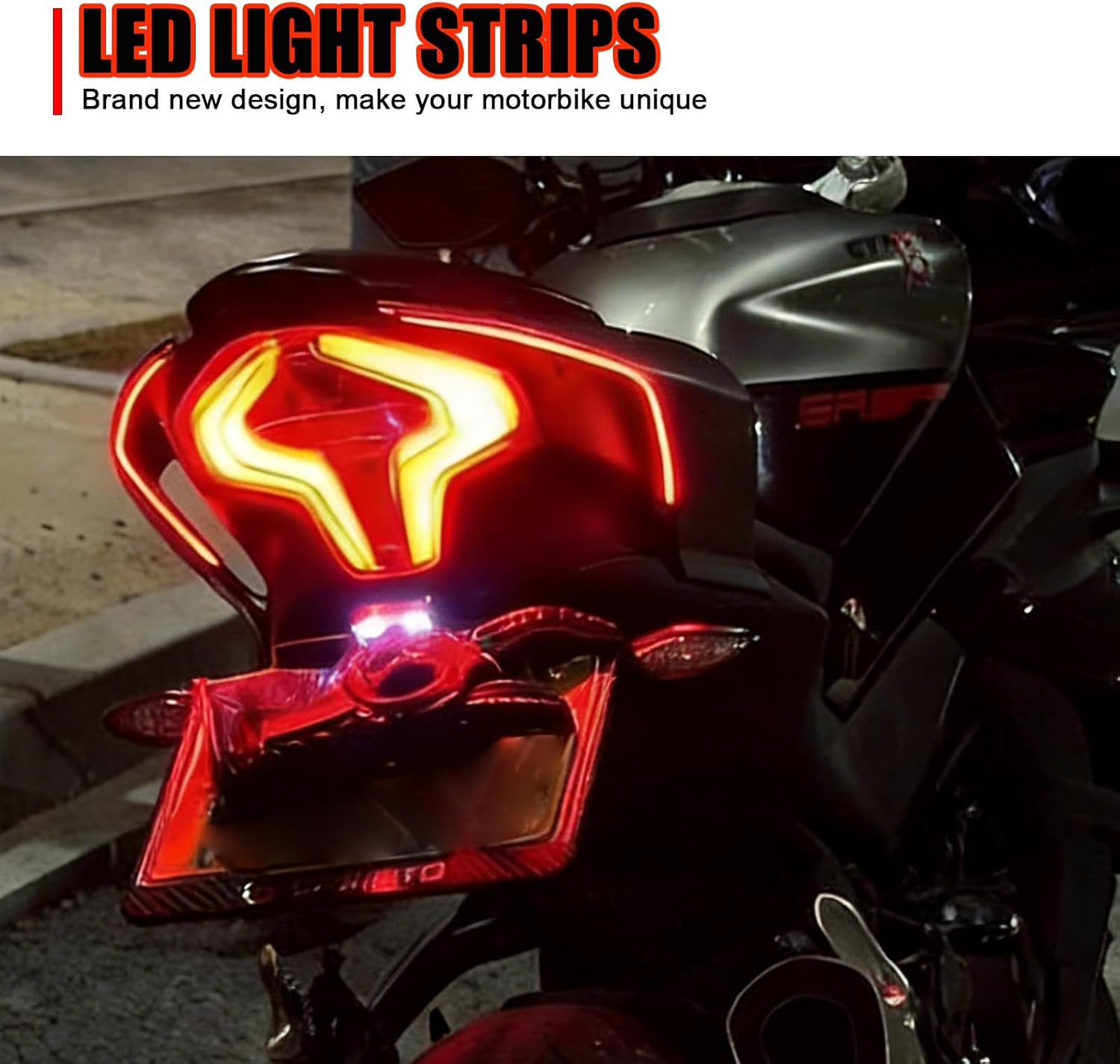 Passenger Seat Cowl LED Light Strips Fairing Light Compatible with CFMOTO 450SS/450NK 2023 2024 2025 2026,210+ Models,Mobile Phone APP Control,CFMOTO 450SS Accessories,CFMOTO 450NK Accessories