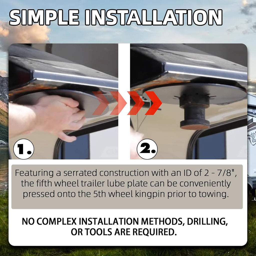 TonGass (1-Pack, Black) 5th Wheel Hitch Lube Plate 10in RV Camper Trailer Fifth Wheels Plate Wheel Accessories for 5th Wheels Trailer Safety Kit
