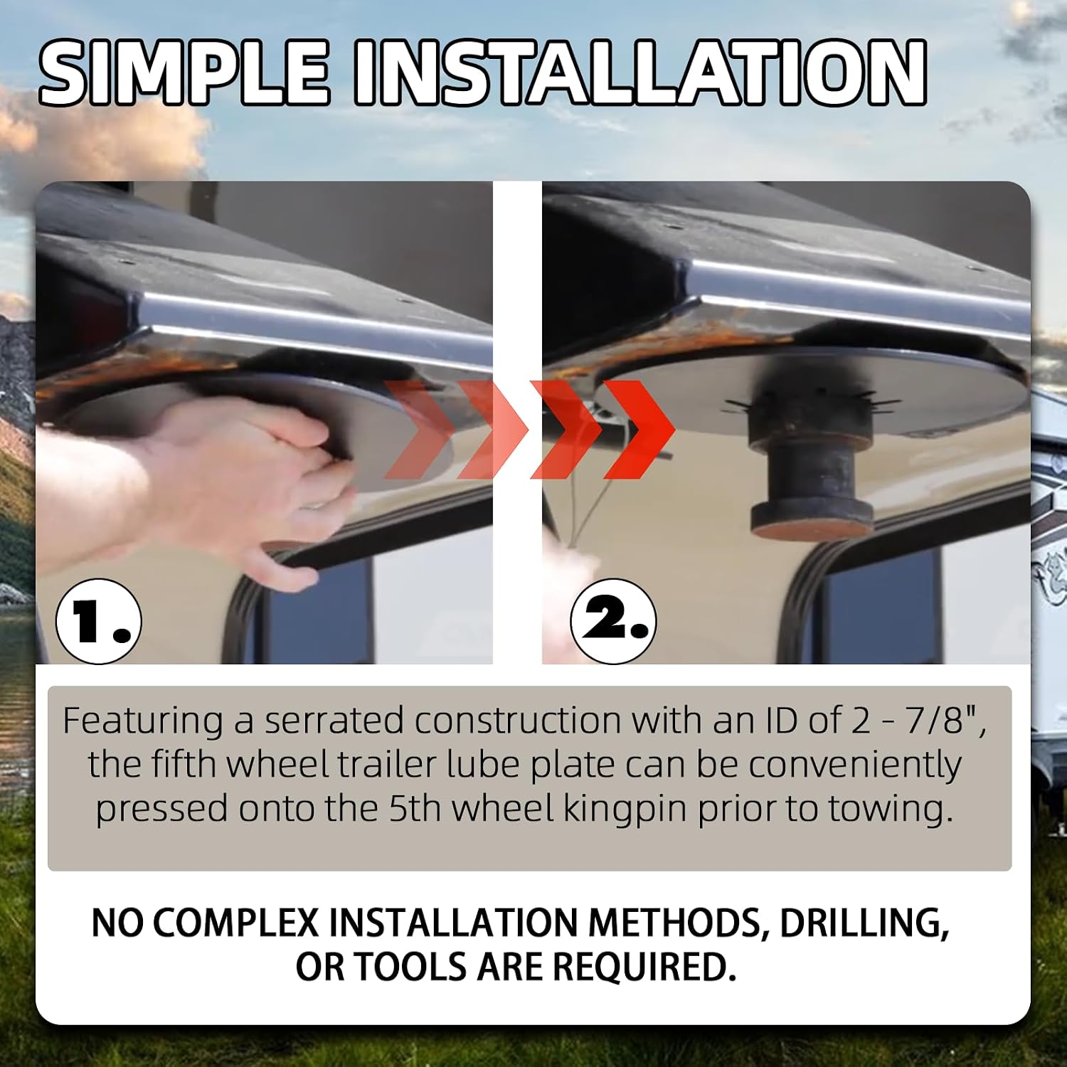 TonGass (1-Pack, Black) 5th Wheel Hitch Lube Plate 10in RV Camper Trailer Fifth Wheels Plate Wheel Accessories for 5th Wheels Trailer Safety Kit