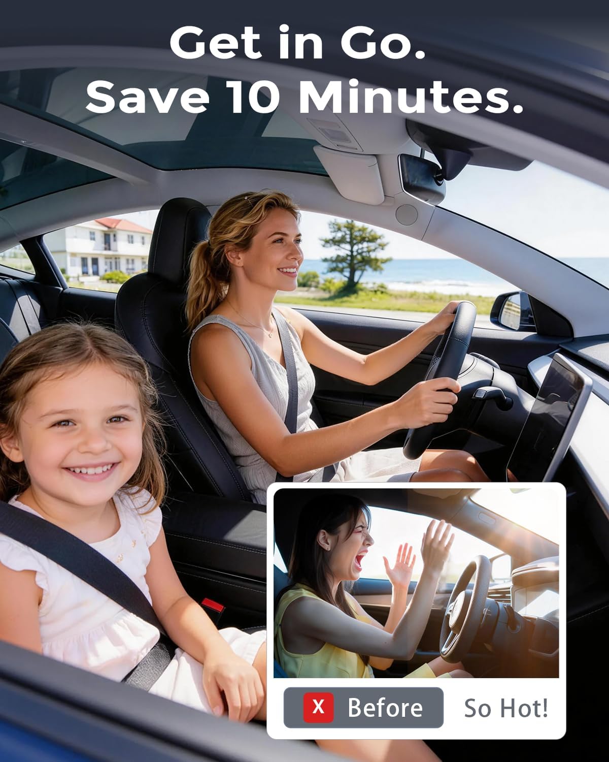 DMJN Front Windshield Sun Shade for Honda Civic (2022-2026), [Nano Ice-Crystal Coatings] UPF50+ Heat & UV Block, Protect Car Interior & Keep Cool, Flodable Steel-Ring Car Cover for Summer