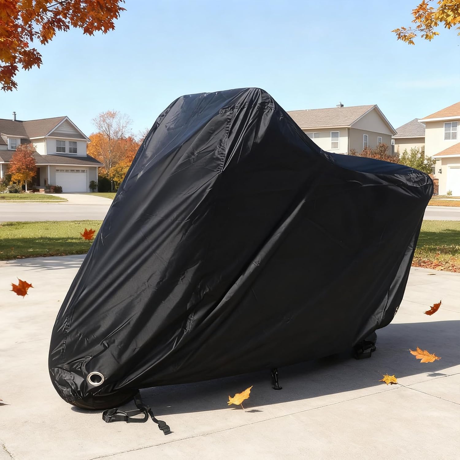 XYZCTEM Moped Cover, Vespa Cover Waterproof Outdoor, for Small Scooter Cover Outdoor Protection Against Water, UV, Wind, Fit for Honda 50CC 60'' to 72" L Motorcycle Cover, Black