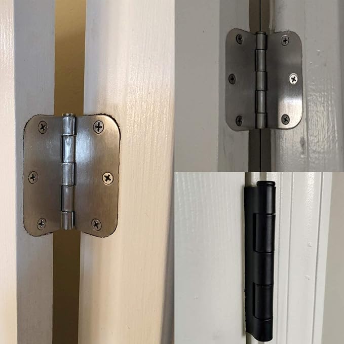 42 Pack Rounded Door Hinges Brushed Nickel 3.5 Inch Interior 5/8" 3-1/2&...