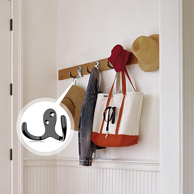 12 Heavy Duty Double Prong Coat Hooks | Wall Hooks - Image 7