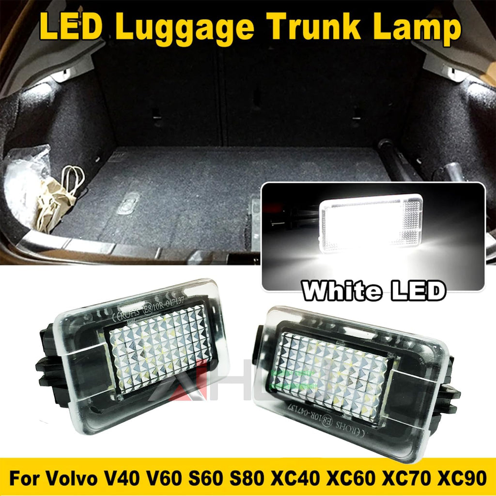 AJHLJ® 2Pcs LED Interior Lamp For Volvo V40 V60 S60 S80 XC40 XC60 XC70 XC90 White Door Courtesy Luggage Trunk Footwell Light Assembly