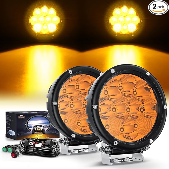 Nilight 5.7 Inch Amber LED Driving Light Round 50W Yellow Fog Spot Flood Combo by Nilight