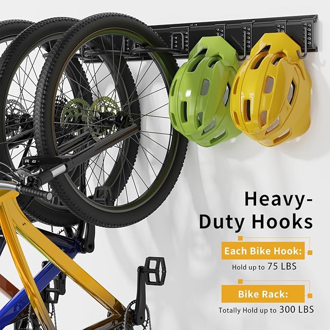 Bike Storage Rack 64Inch for 6 Bikes + 5 Helmets, Heavy Duty Bike Hangers for - Image 3