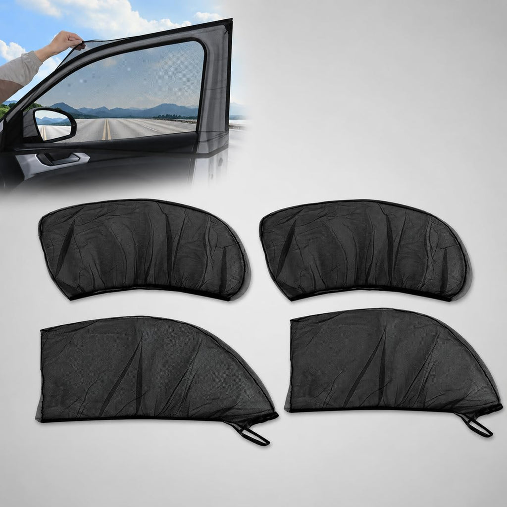 4pcs Car Window Sun Shade Cover, Breathable Mesh for All Side Windows, Mosquito Net Curtain Reduces Sun Rays Glare, Privacy Protection for Most Sedans
