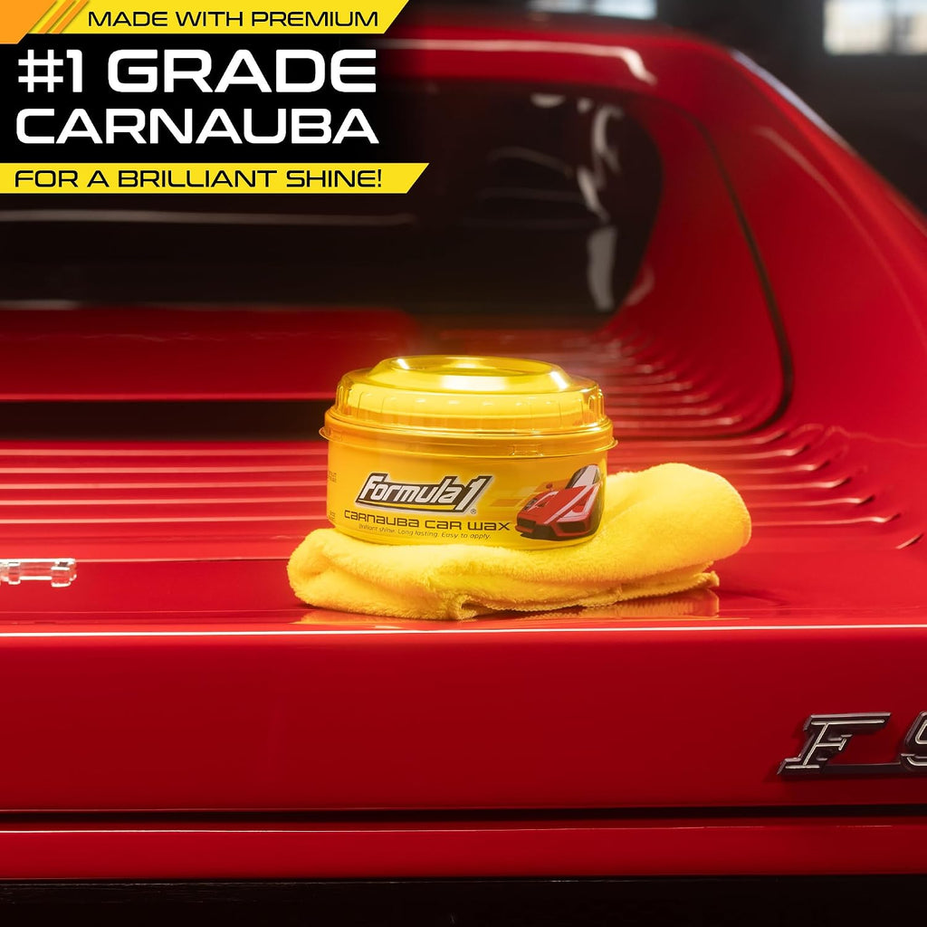 Formula 1 Carnauba Car Wax Paste - High-Gloss Shine - Polish for Car Detailing to Shine & Protect – Remove Haze and Paint Swirls w/ Micropolishing Agents – Car Cleaning Supplies (8 oz)