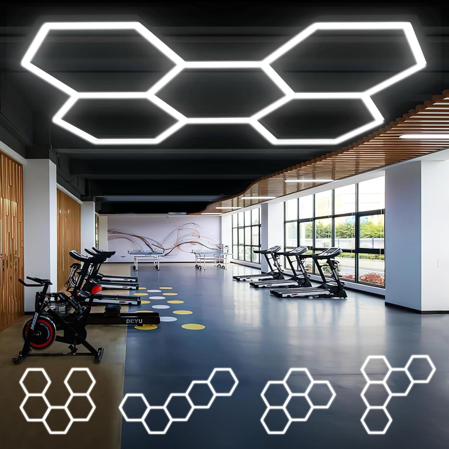 Honeycomb LED Light for Car Detailing, Connectors, Light Tubes, Accessories, Any Combination, for Gym, Sports Stadium, Cafe, Dance Studio V-Shaped