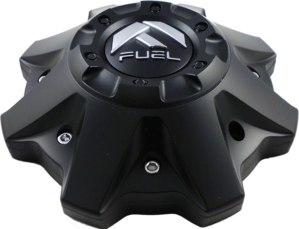 FUEL Matte Black Chrome Rivets Wheel Center Caps One (1) 1002-53B M-447 8-Lug (with Screws)
