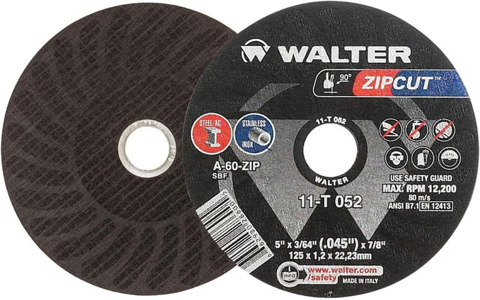 Walter 11T052 5x3/64x7/8 Zip Performance Cut-Off Wheels Type 1 A60 Grit, 25 Pack