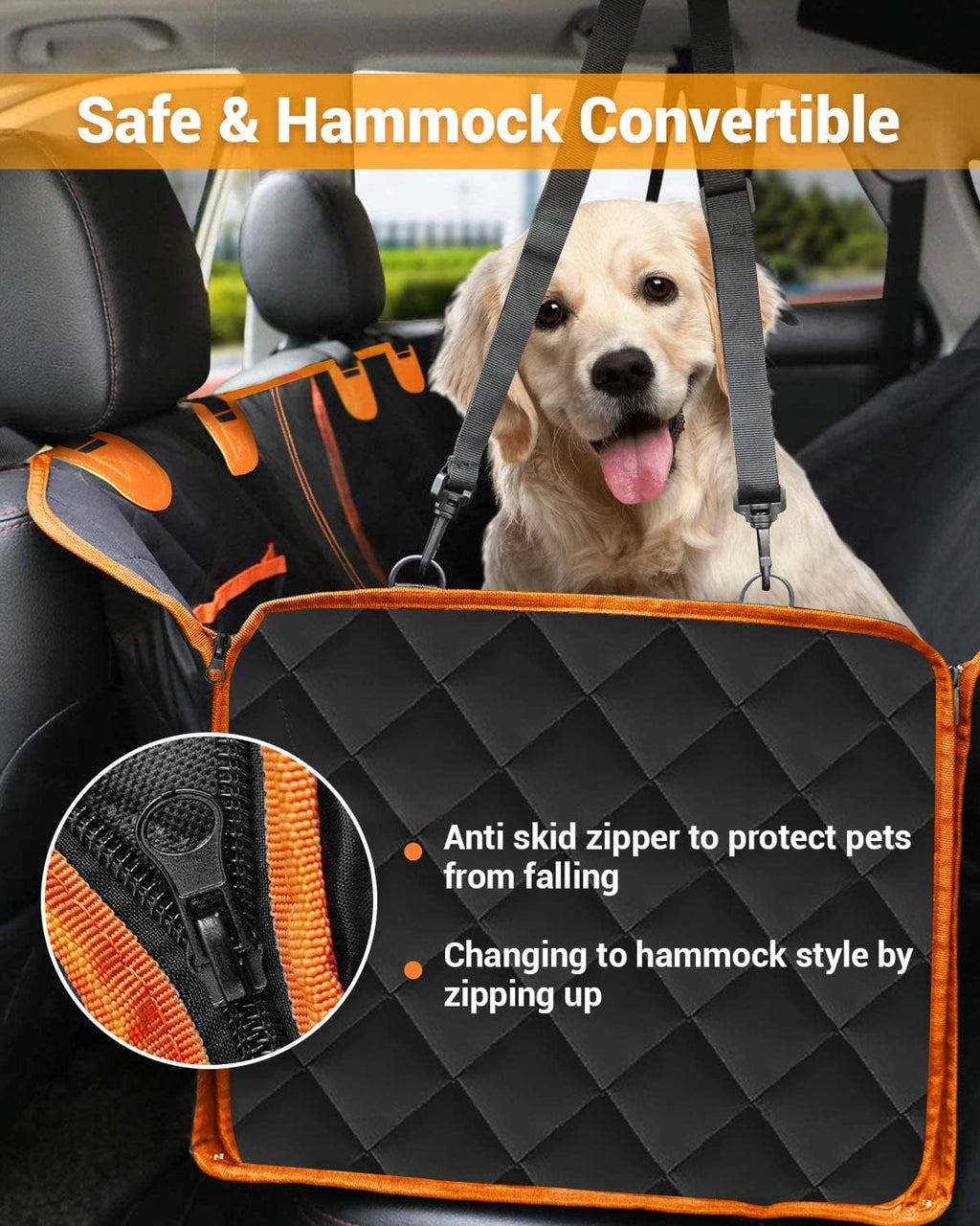 dog car seat cover, 600d heavy dute car showing dimensions