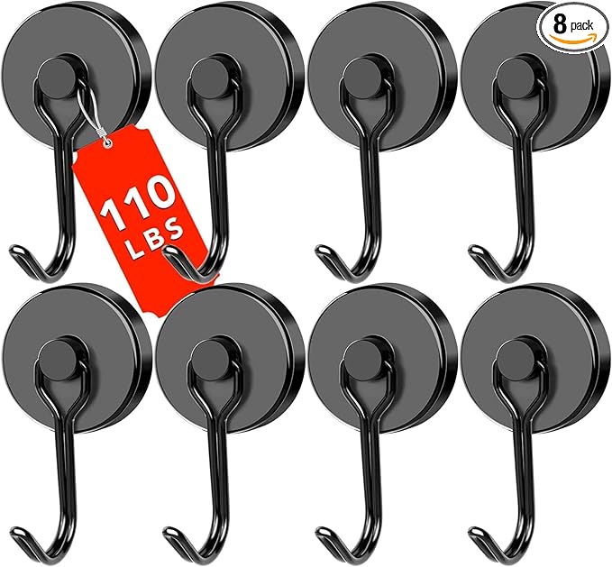 DIYMAG Black Magnetic Hooks, 110LBS Strong Magnetics Heavy Duty, Cruise Ship by DIYMAG