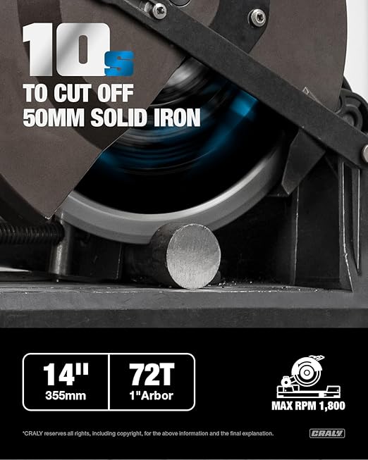 CRALY 14 Inch 72 Teeth Steel and Ferrous Metal Cutting Circular Saw Blade - Image 2