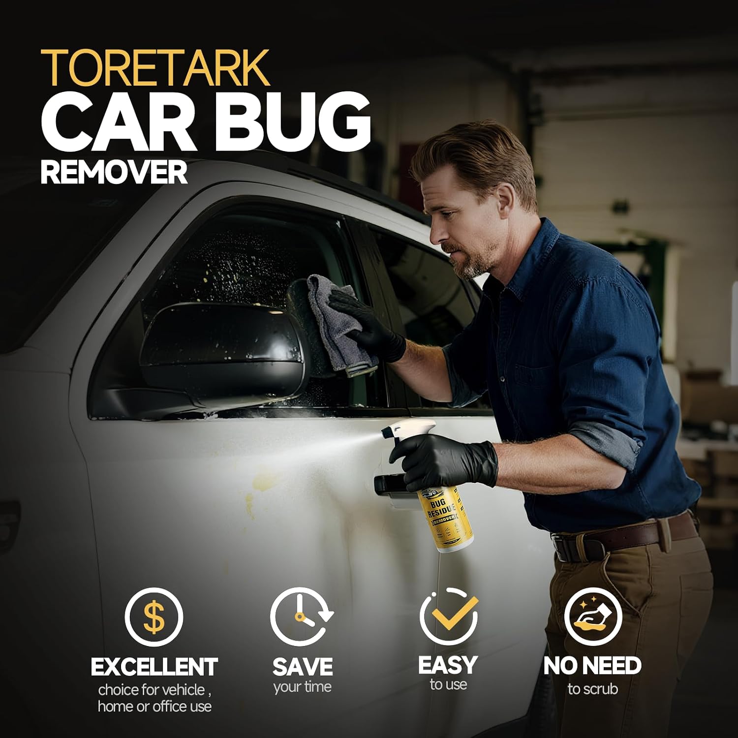 toretark Bug Remover for Cars Exterior - Tree Sap Remover for Cars Exterior, Quickly Dissolves for Water Spot, Bird Poop, Resin, Grease, Tar - PH Neutral, Safe on Paint, Rubber, Chrome, Glass