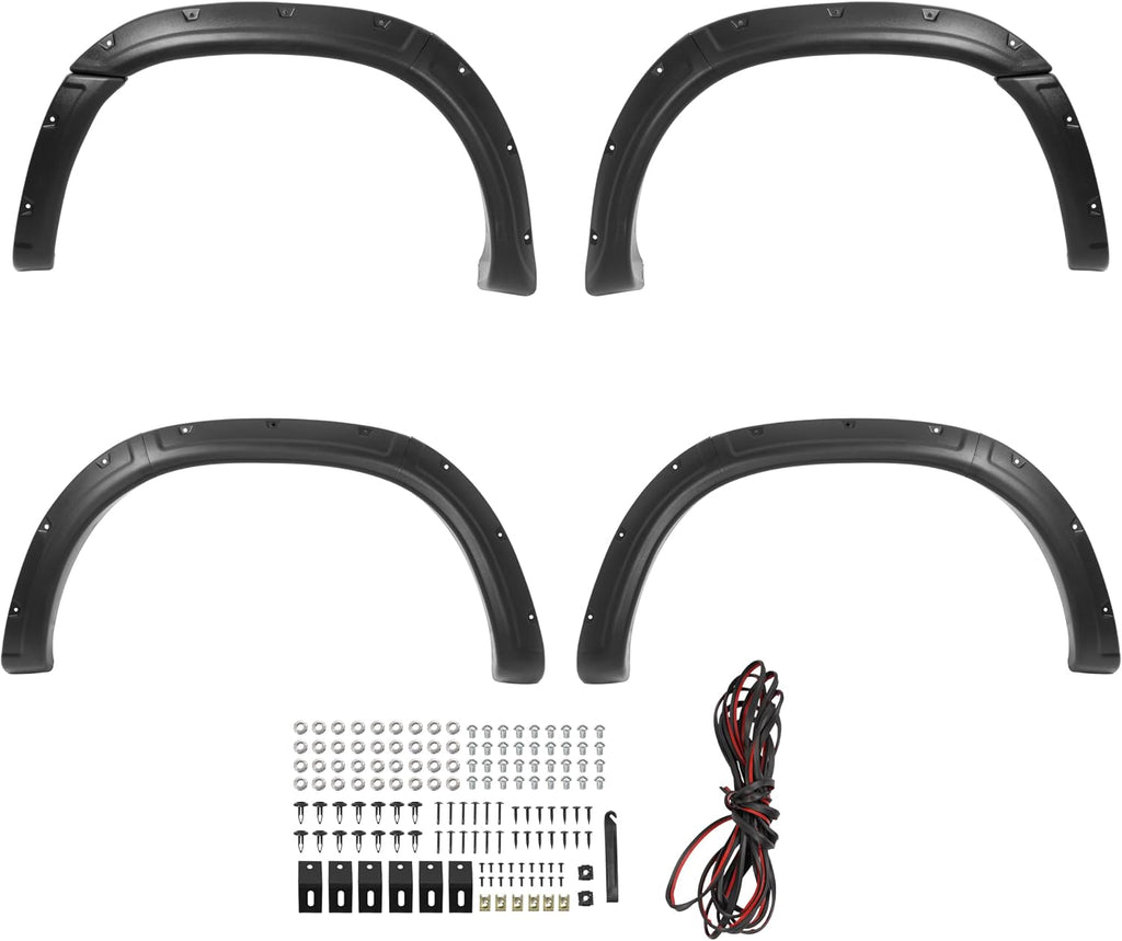 4Pcs Fender Flare Compatible with 2000-2006 Toyota Tundra | Front & Rear Wheel Arch Cover Protector Set Plastic(PP) Textured Black