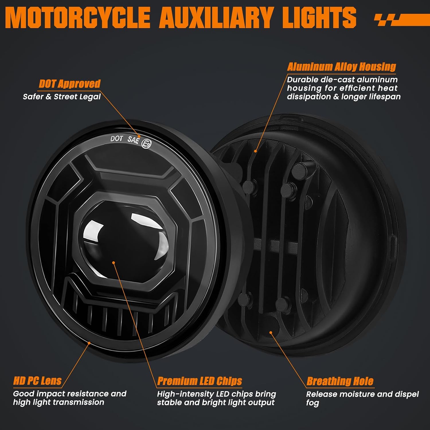 4.5" Motorcycle fog Lights 2PCS, Round LED Fog Lamps for Motorcycle Harley Davidson Accessories Electra Street Glide Heritage Softail Classic Road King