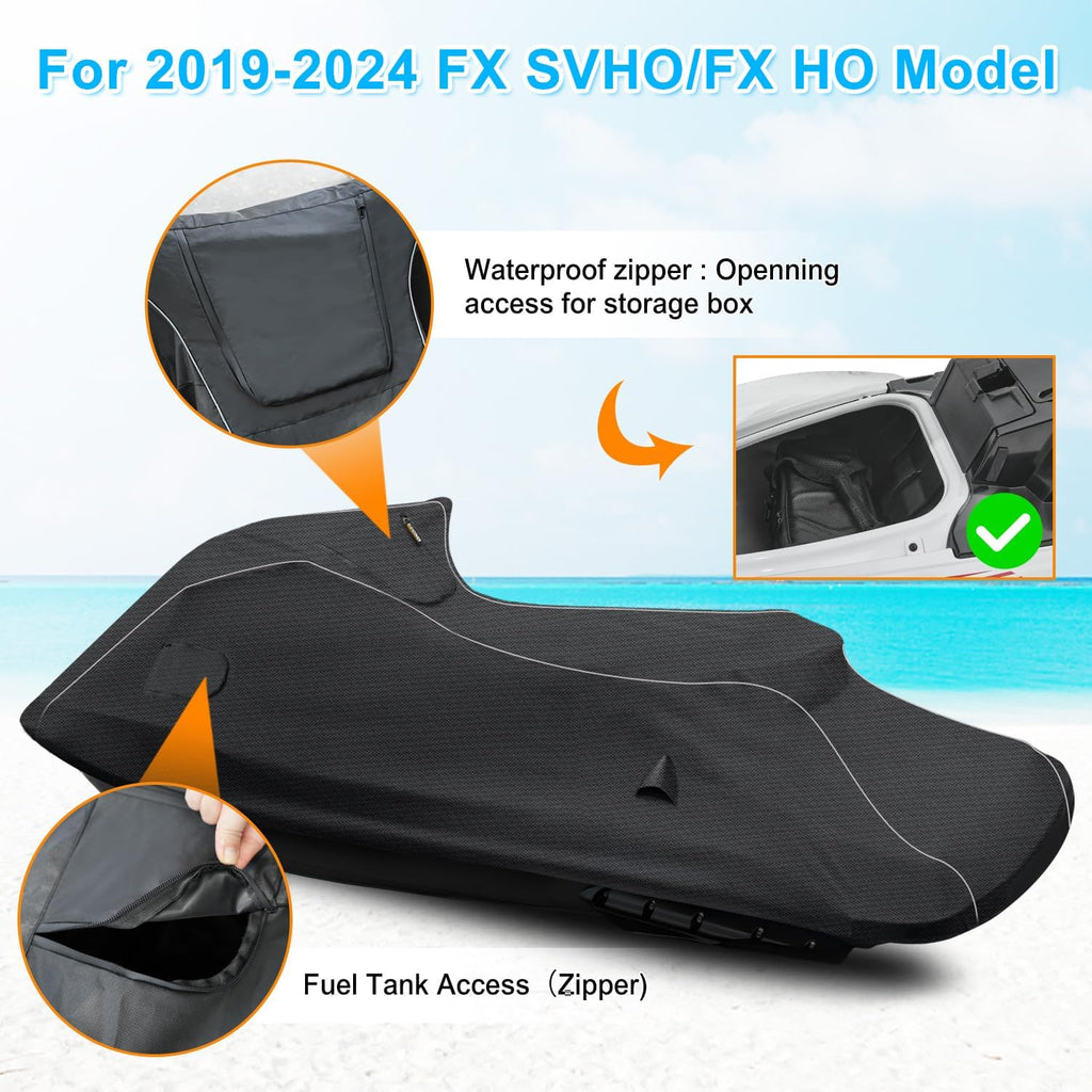 Waterproof Jet Ski Cover for Yamaha 2019-2025 FX SVHO/FX HO OEM Model | 600D Oxford UV-Proof Jetski Waverunner Covers, Trailerable Jetski Cover with Air Vents, Reflective Strips