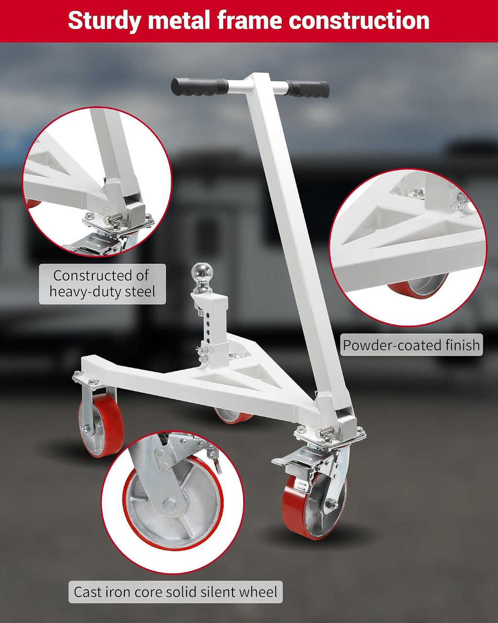Trailer Dolly, 3500 lb Tongue Weight Trailer Mover with 2 inch Ball, Angle Adjustable, Suitable for RV Boat Motorcycle Jet Ski