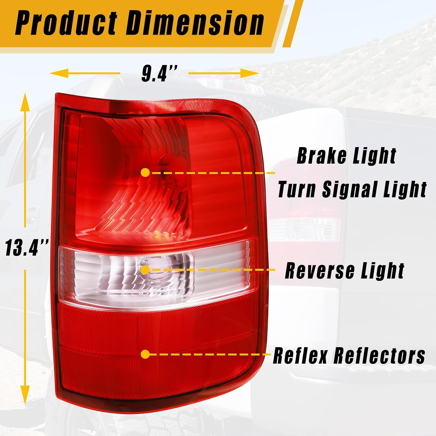 Boine Left Driver Side Tail Light Compatible With 2004 2005 2006 2007 2008 Ford F150 F-150 Rear Light Brake Lamps (Left Driver Side)