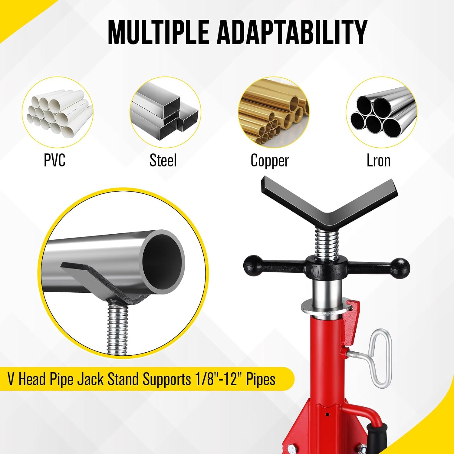 2PCS Pipe Jack Stand, Heavy Duty Pipe Stand, 2500LB Jack Stands Carbon Steel with Portable Folding Legs 28-52 Inch Height Adjustable 1/8"-12" Capacity