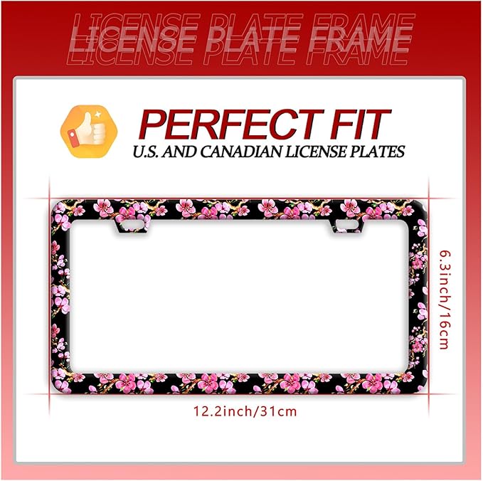 Cherry Blossom License Plate Frame Pink Flowers License Plate Frames Funny - Image 7
