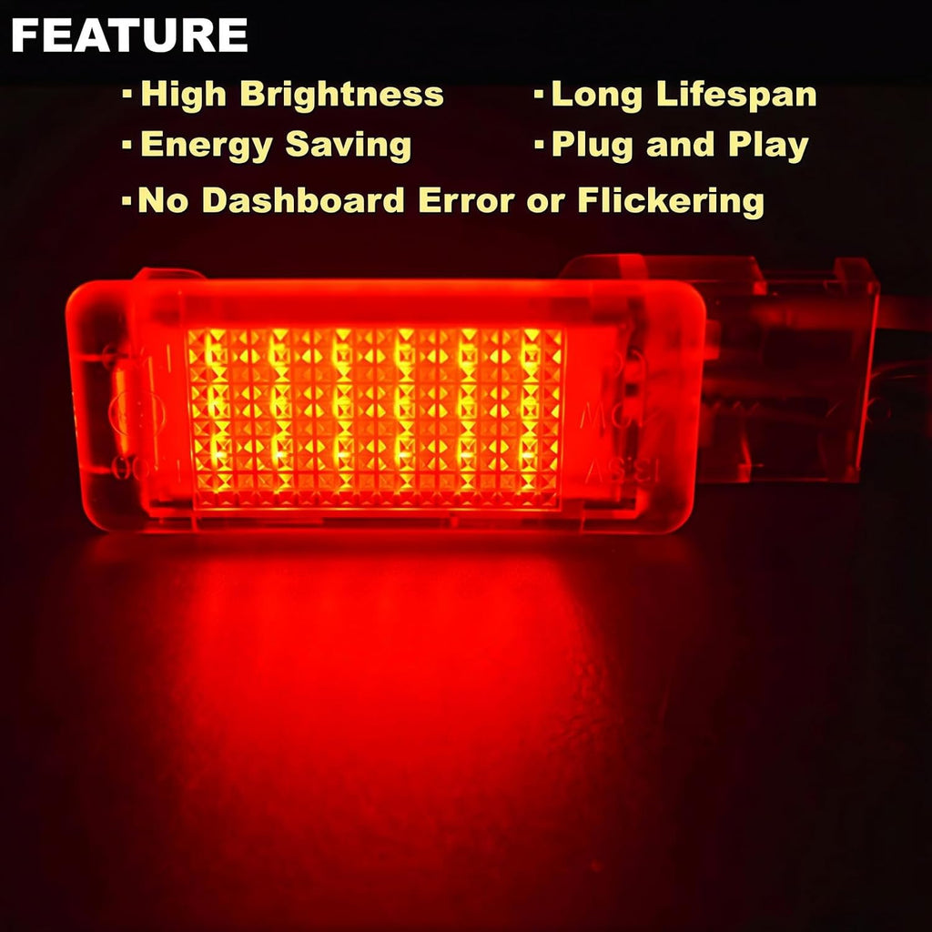 LED Footwell Light Compartment Interior Trunk Glove Box Lamp Compatible with Volkswagen Golf MK5 MK6 GTI MK6.5 GLI MK7 Jetta Altas CC Eos Alltrack (Red)
