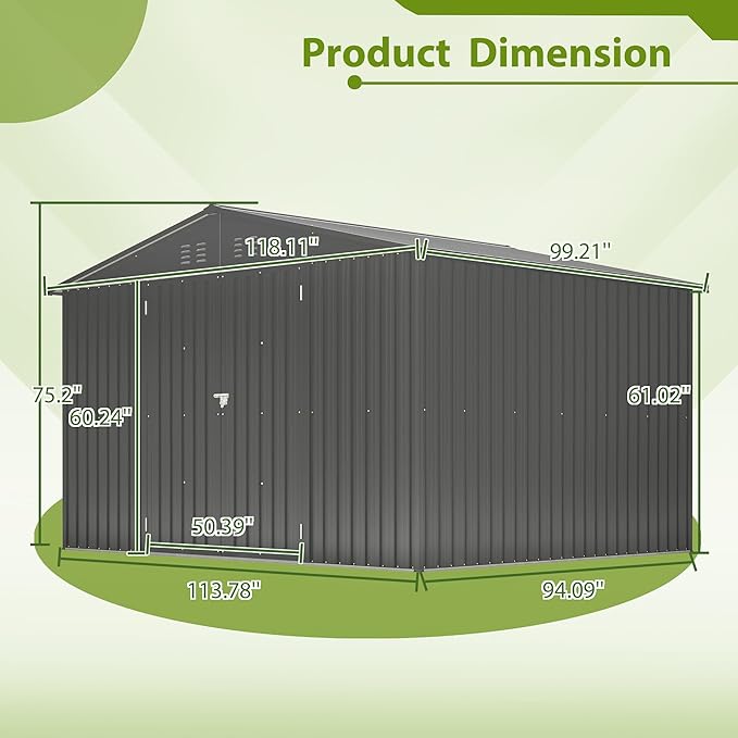10X8 FT Outdoor Tool Storage Shed - Image 6