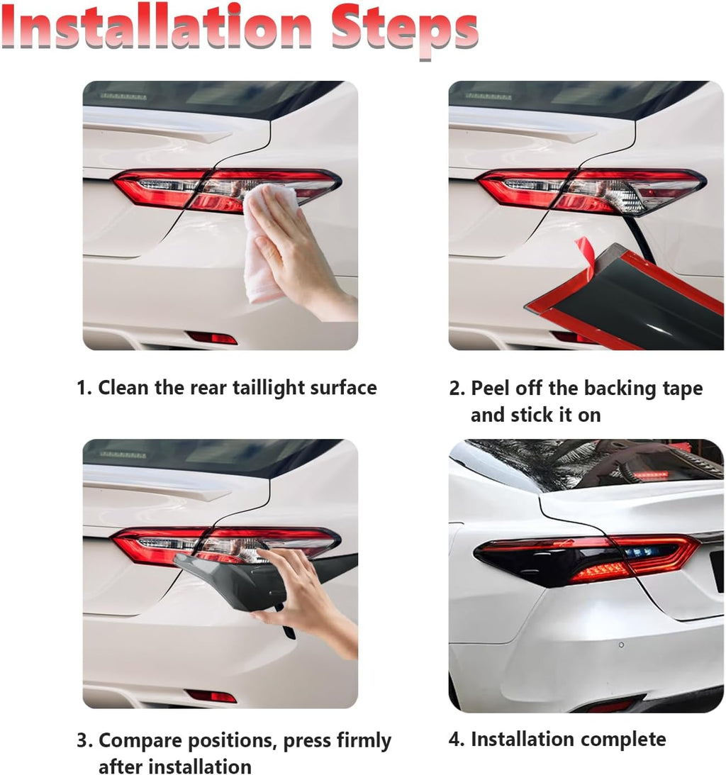 AUCERAMIC 4Pcs Tail Light Lamp Cover Guard Trim Fit 2018 2019 2020 2021 2022 2023 2024 for Toyota Camry Tail Light Frame Bezels