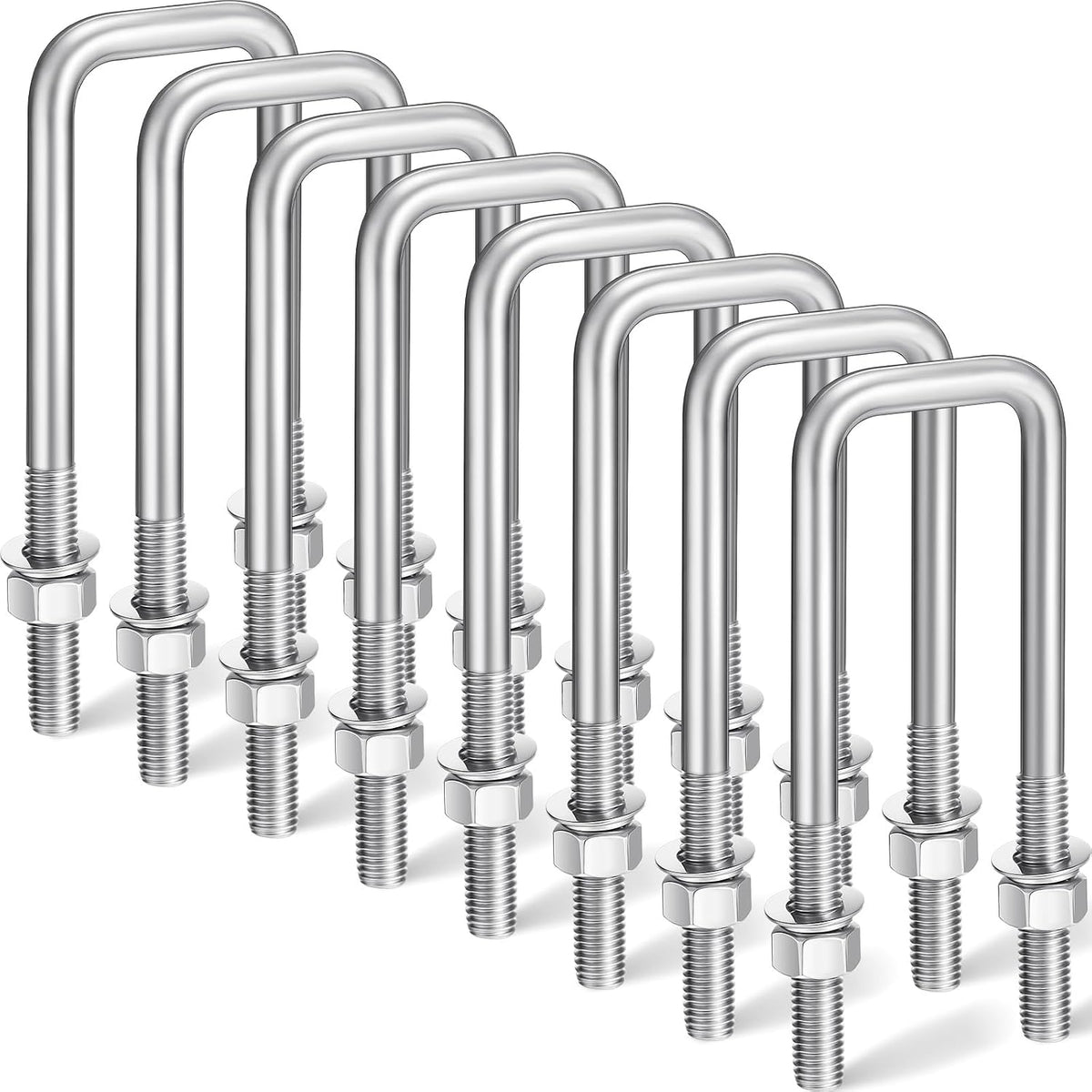 hicarer 8 set square u bolts 2 inch, main product view