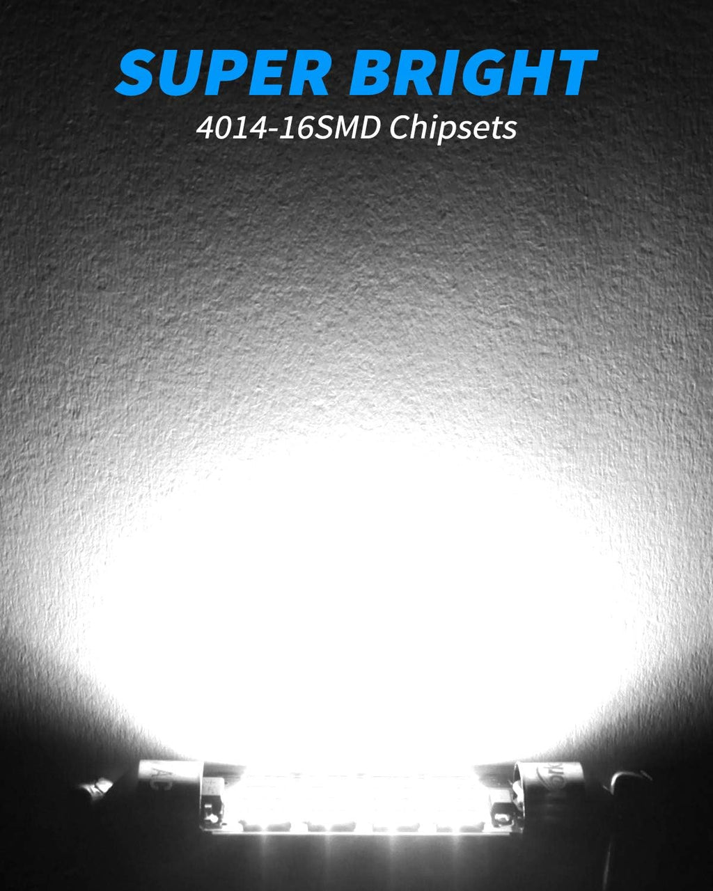Yorkim 578 Festoon LED Bulb 41mm 42mm LED White Super Bright Canbus Error Free 16-SMD 4014 Chipset, 212-2 Dome Light, Interior Light MAP Light 211-2 Bulb, Pack of 2