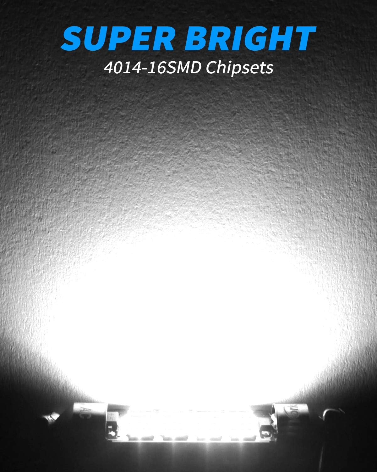 Yorkim 578 Festoon LED Bulb 41mm 42mm LED White Super Bright Canbus Error Free 16-SMD 4014 Chipset, 212-2 Dome Light, Interior Light MAP Light 211-2 Bulb, Pack of 2