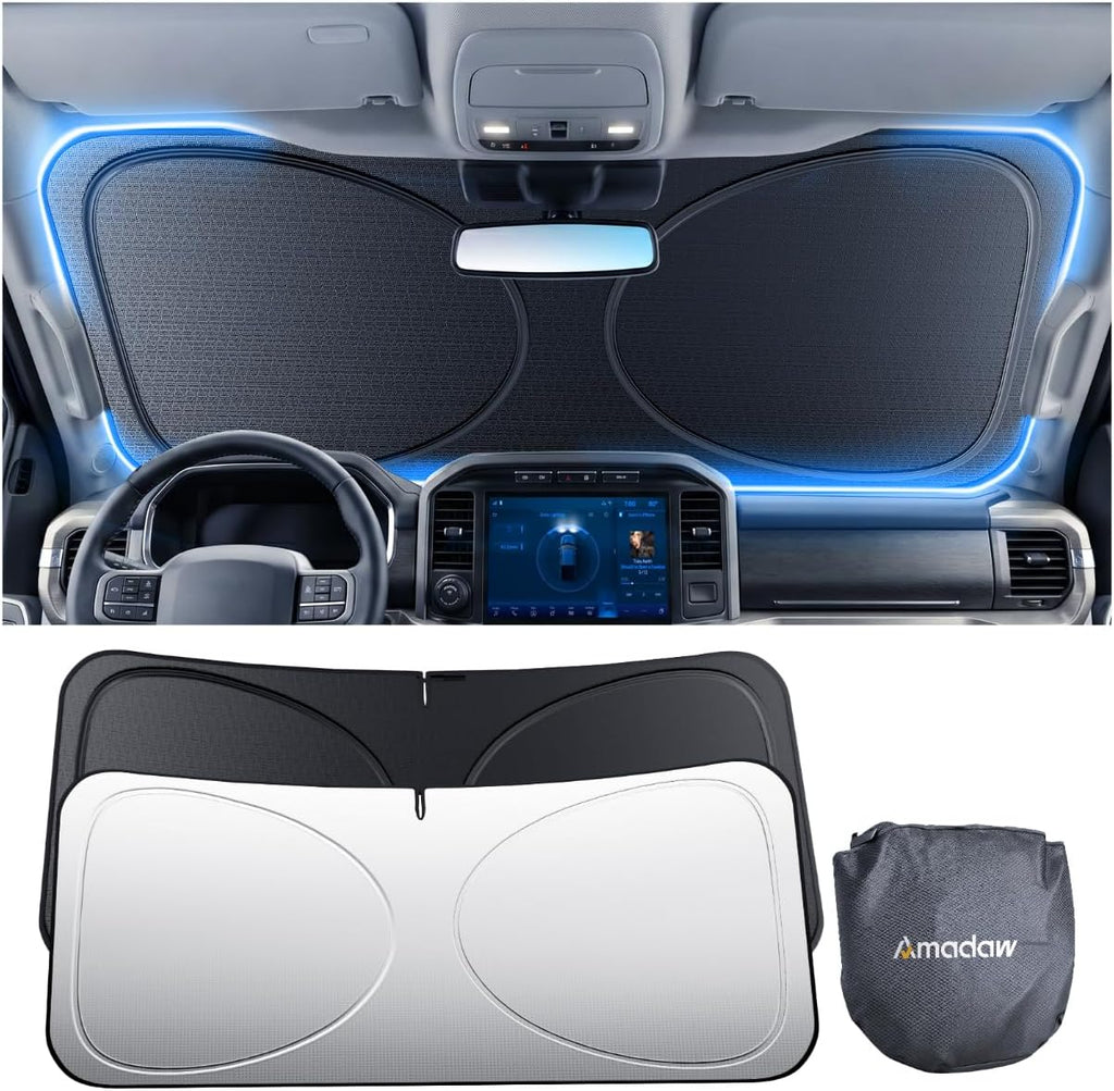 SUV Windshield Sun Shade for Explorer,Pilot,X5,Expedition,Telluride,Atlas,Mach-E & More | Multi-Layer UV Block & Heat Insulation | Keeps Car Cool & Protects Interior, M(64" L x 32" W)