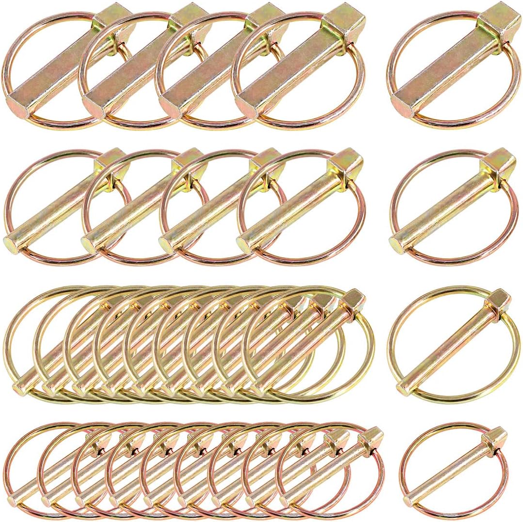 Glarks 30Pcs Heavy Duty Lynch Pin Assortment Kit for Farm Tractors Trailers Trucks Mowers
