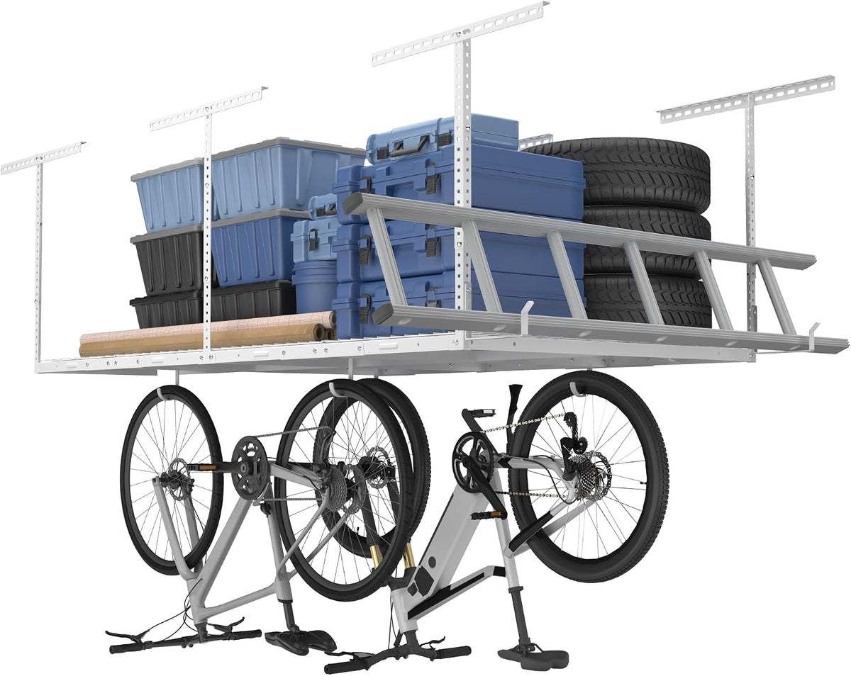 fleximounts 4x8 overhead garage storage rack with hooks, main product view