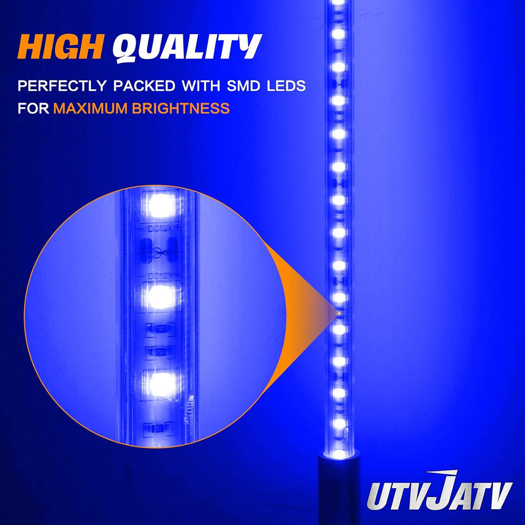 4ft LED Whip Blue Lights Waterproof Flag Pole Safety Antenna with Flag for Can Am Maverick X3 Sand Dune Buggy UTV ATV 2020 Polaris RZR XP 4X4 Offroad Truck 4 Wheels - 1PCS