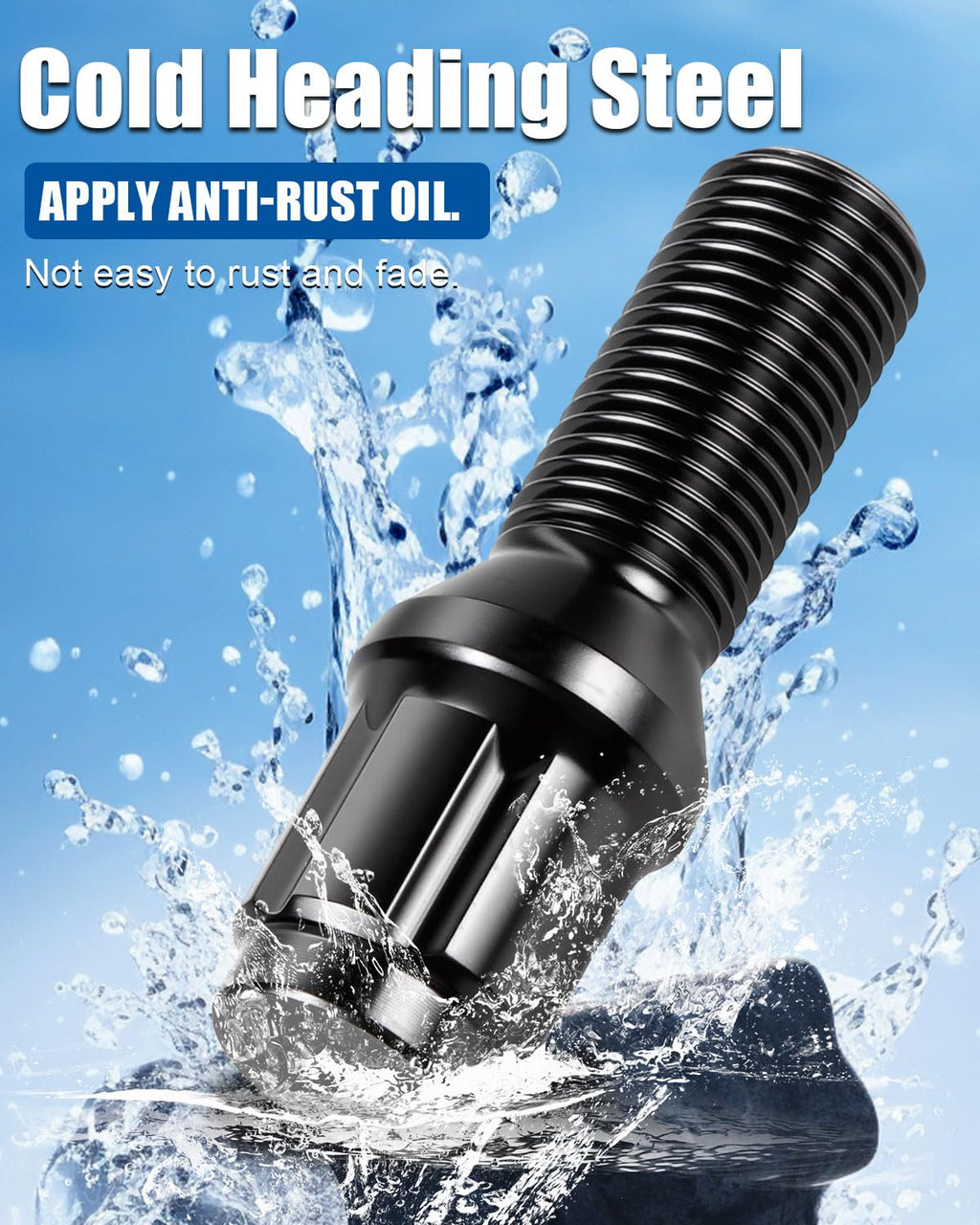 GAsupply M14x1.25 Lug Bolts 28mm Shank fits for BMW i3, i4, i5, i7, i8, ix, M2, M3, M4, M5, M8, x1, x2, x3, x4, x5, x6, x7, xM, Black 14x1.25 6 Spline Wheel Lug Bolt Conical Seat, 20 pcs+1 pcs Key