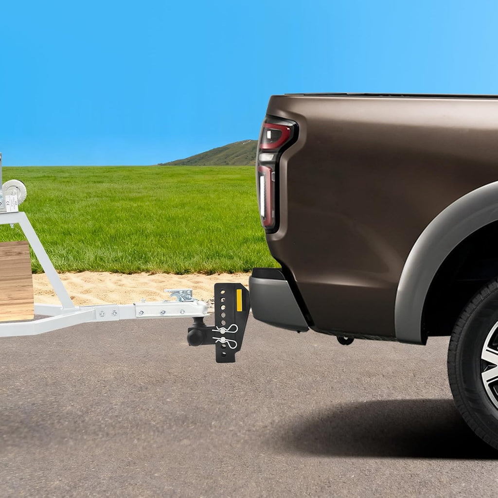 8" Triple Ball Trailer Hitch with Locks, 2" Receiver, Adjustable Tow Hook | Carbon steel, rust-resistant, fits trucks and RVs, includes anti-theft dual pin locks, easy adjust, 3 ball sizes