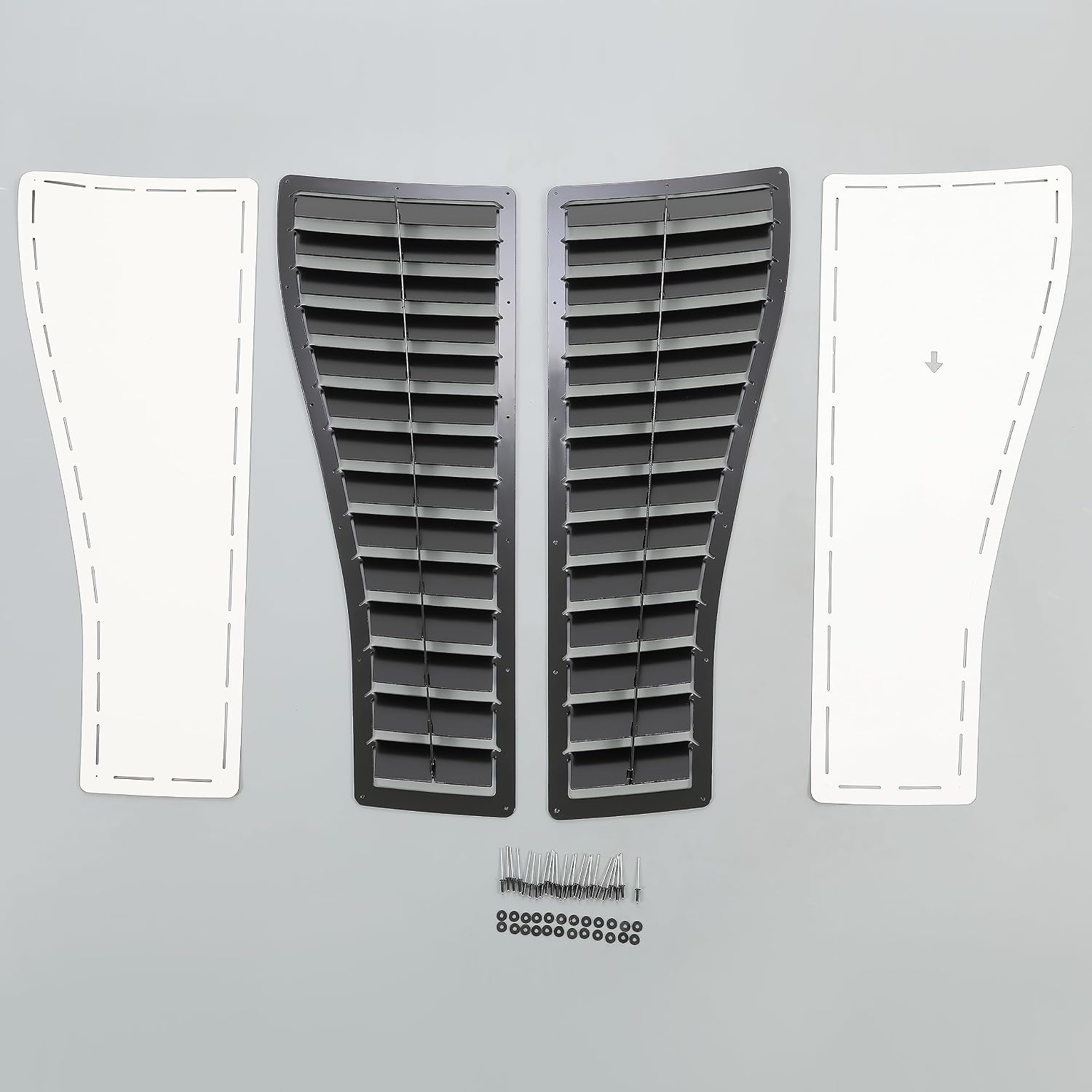 HECASA Steel Hood Louver Inserts Hood Scoop Compatible with 1985-1990 Chevy Chevrolet Camaro Z28 IROC-Z IROC Vented Heat Extractor Steel Black Powder Coated