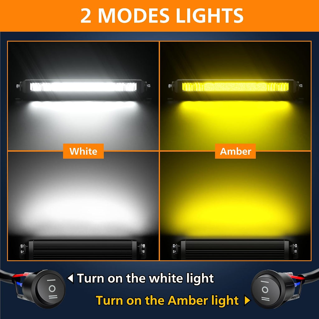 white amber led light bar 12 inch slim shown in use