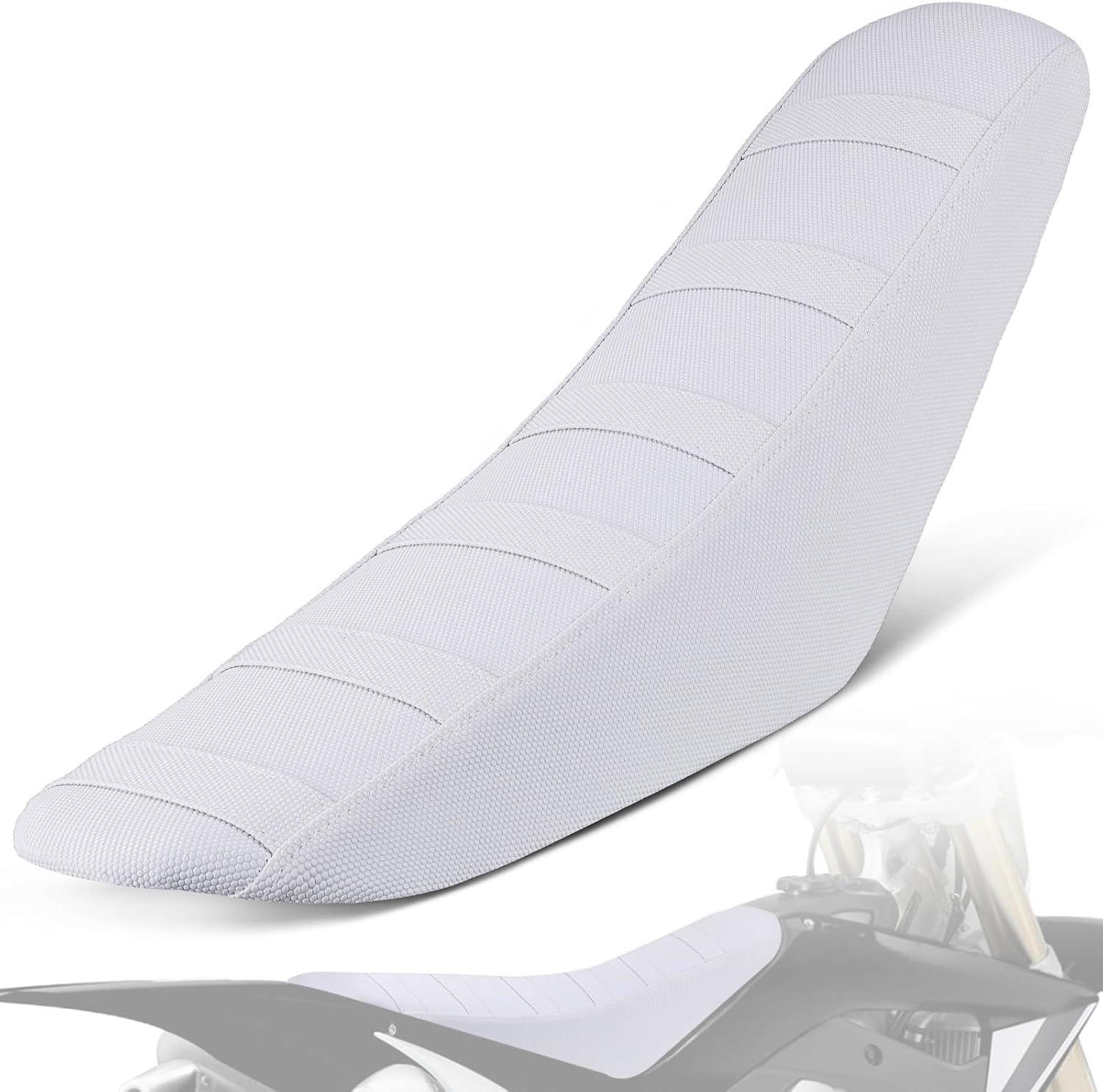 Universal DirtBike Motorcycle Seat Cover Particle Surface White - for Most Dirt Pit Bike Motocross Off Road Enduro|Soft|Non-Slip|Weather-Resistant|Durable Design|Precise Fit