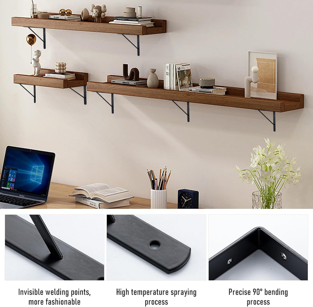 home master hardware wall shelf brackets, 10x8 inch shown in use