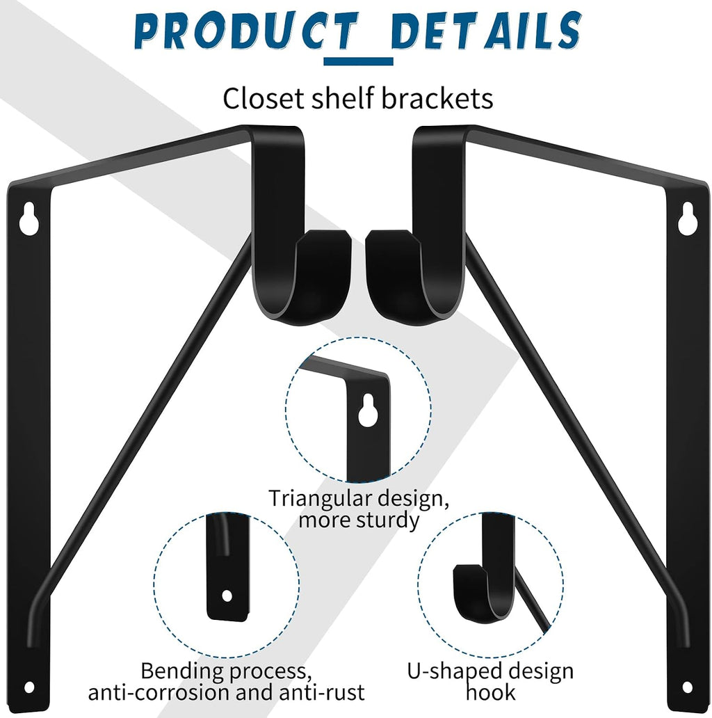 nuogo 8 pcs heavy duty closet rod brackets on a desk or shelf