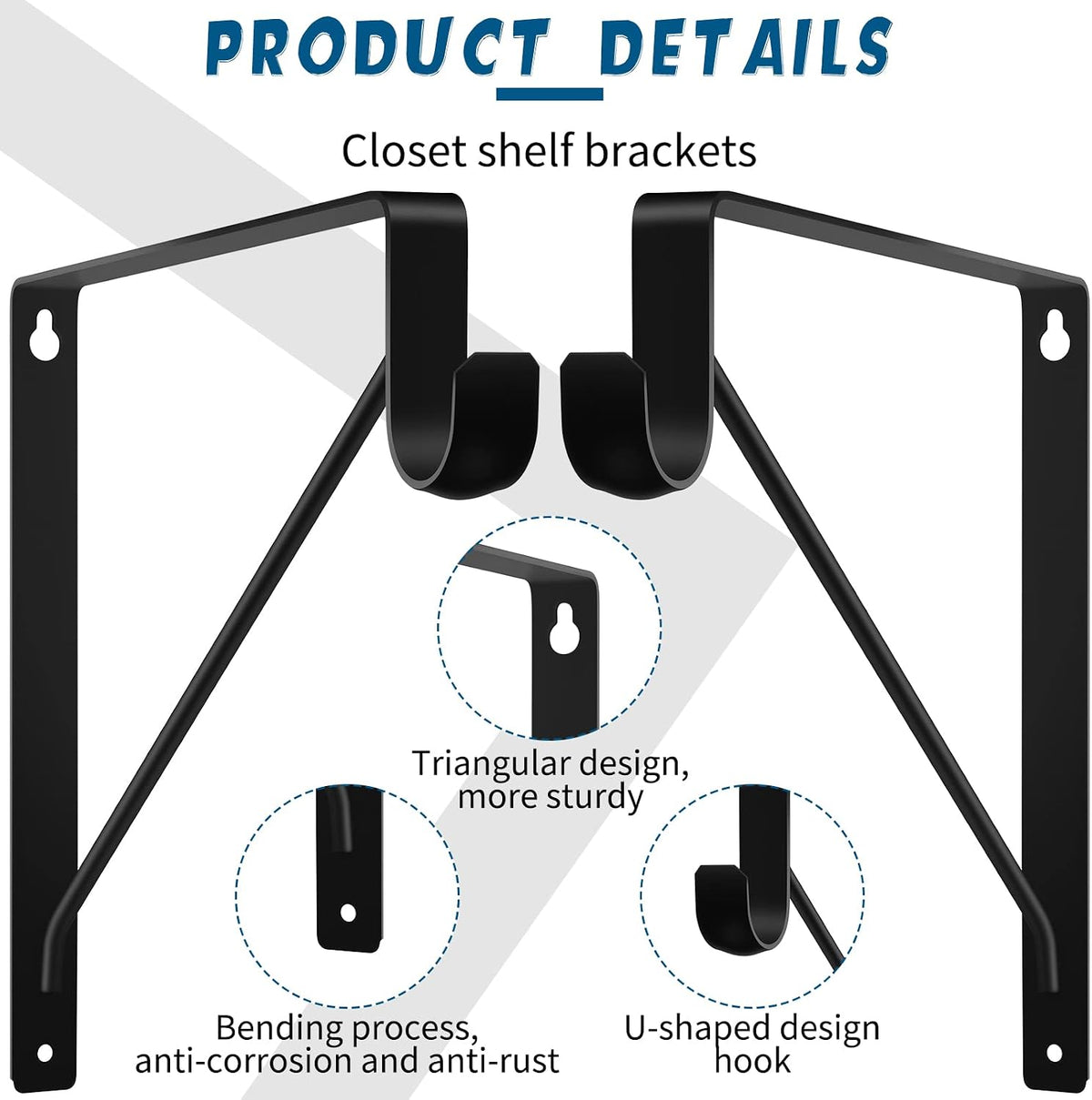 nuogo 8 pcs heavy duty closet rod brackets on a desk or shelf