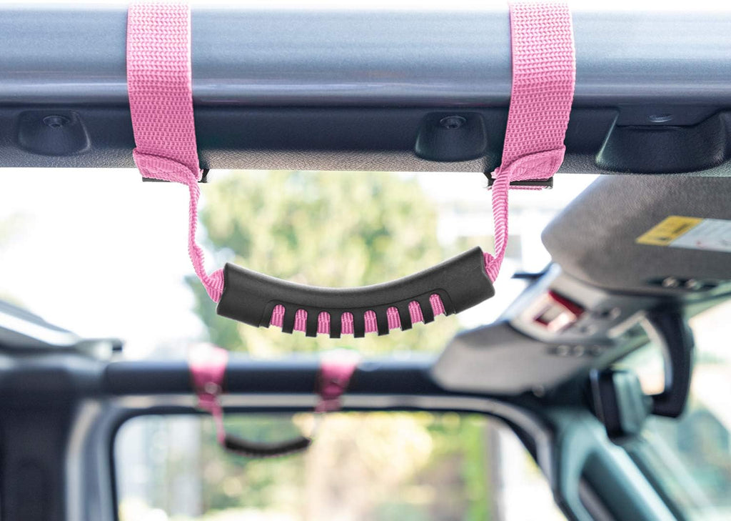 Danti 4 x Roll Bar Grab Handles Grip Handle for Jeep Wrangler YJ TJ JK JKU JL JLU Sports Sahara Freedom Rubicon X & Unlimited 1955-2024 2025(Pink)