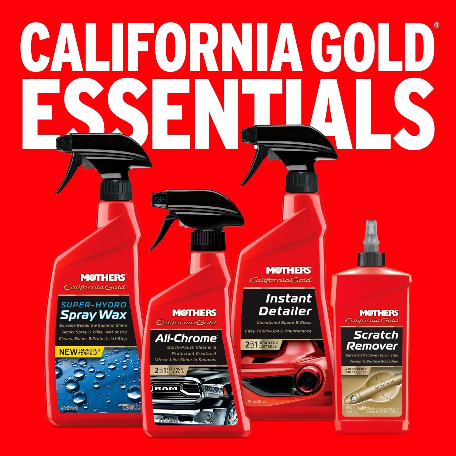 Mothers California Gold All-Chrome, 12 oz. – Cleans & Polishes Chrome, PVD & Chromed Plastics, Removes Fingerprints, Bugs, Water Spots & Smudges, Leaves a Brilliant Shine & Protective Barrier (05222)