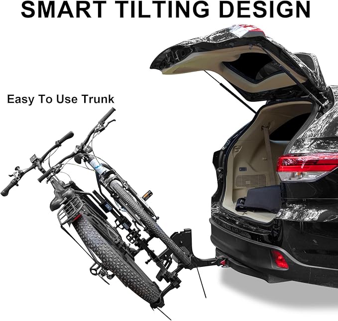 WEIZE 2 E Bike Rack Hitch Mounted, Wobble Free Smart Tilting Folding 2 Bicycle - Image 4