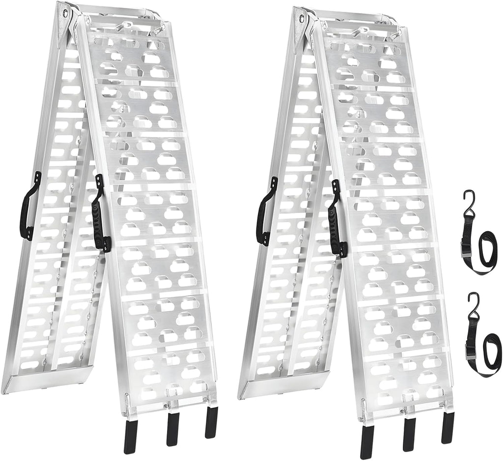 7.5 FT Aluminum Loading Ramps for Pickup Trucks | 1500 lbs Capacity ATV, Motorcycle, Lawn Mower, Dirt Bike, UTV Loading | Foldable, Lightweight with Rubber Handles | 2PC Set