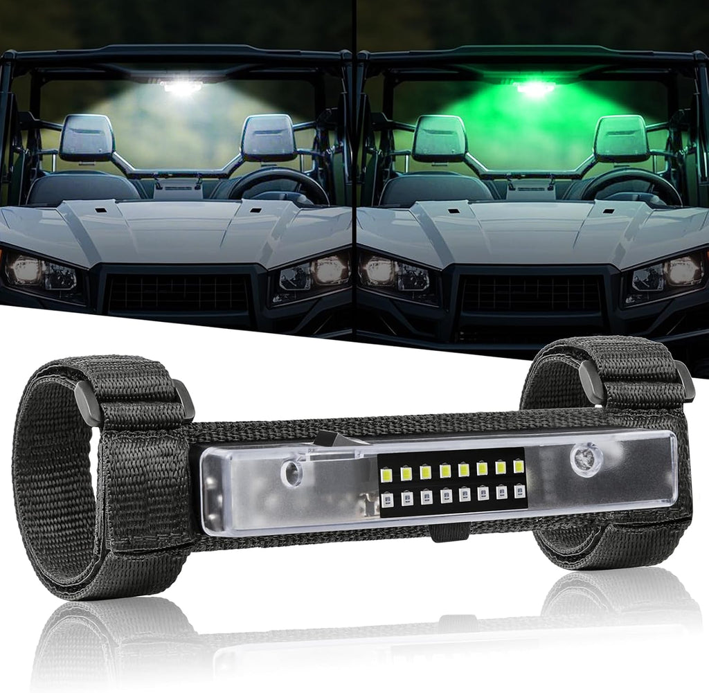 UTV Interior Dome Light with Switch, FASTCHOY AUTO Roll Bar Cage Mount Dome Light Battery Powered Universal Roll Bar Mount Lights for UTV ATV Side by Side Can-Am Polaris RZR - White/Green