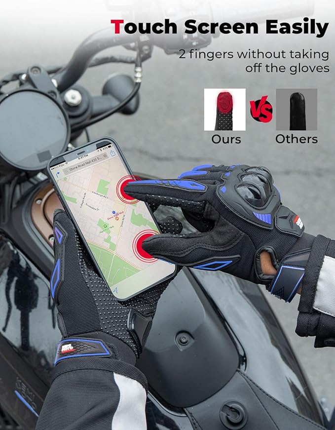 KEMIMOTO Motorcycle Gloves for Men/Women, Touchscreen Dirt Bike Gloves - Image 5